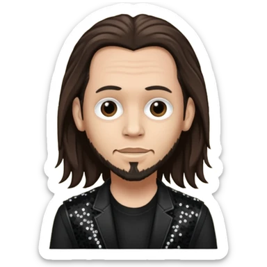 James Munky Shaffer from Korn with long dark brown hair, light tan skin, black sequin outfit sticker
