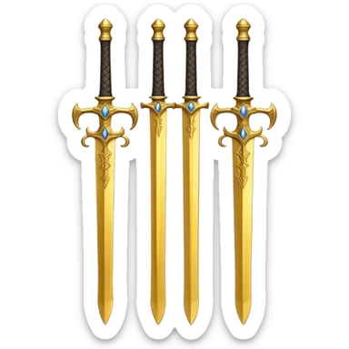 Two Golden royal swords with gold blades and gold handel sticker
