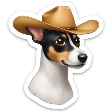 rat terrier with a cowboy hat sticker