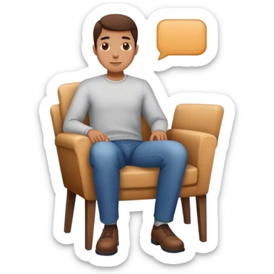 A person sits upright in a chair, but only the front half of his butt is on the chair sticker
