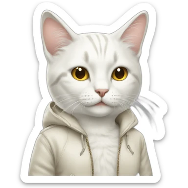 Off white fashionable cat sticker