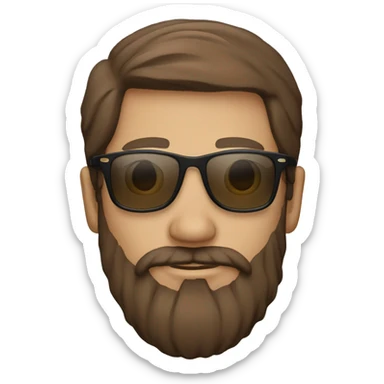 brown haired man with beard and rayban sticker