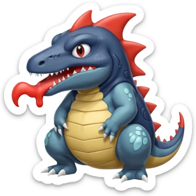 Slimy Grunting Squeamish Sad Blobby Gurgly Gooey Tyrunt-Garchomp-Aggron-Axew-fusion sticker