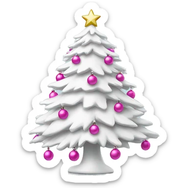 White Christmas tree with pink ornaments sticker