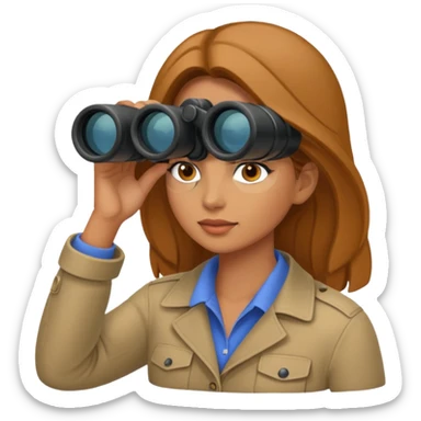 a woman looking into binoculars sticker