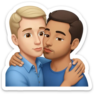 Kissing my boyfriend on the cheek gay one white one Hispanic  sticker