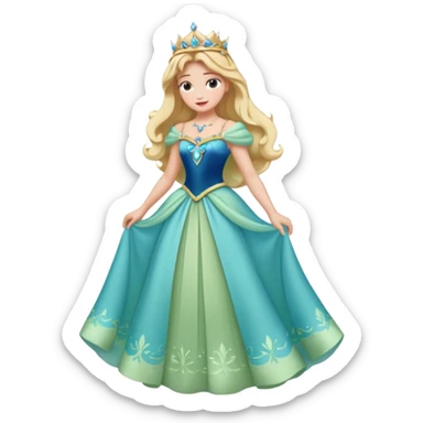 Princesa aurora Disney com vestido grande roda com uma tiara pequena e corpo inteiro, sticker