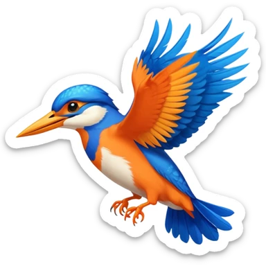 Create a flying kingfisher keep the detail to a minimum but make it recognizable. Keep the number of colors limited to only 5 sticker
