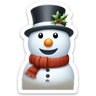 Snowman wearing a Christmas hat sticker