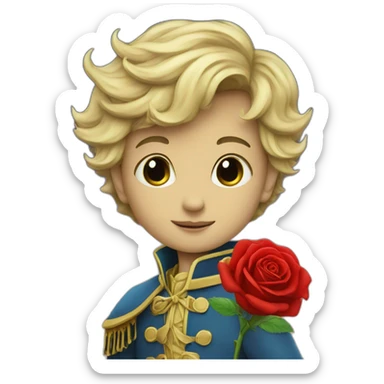 Little prince with red rose on the moon sticker