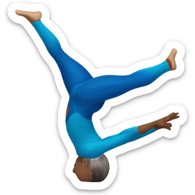 Gymnast in blue leotard in handstand sticker