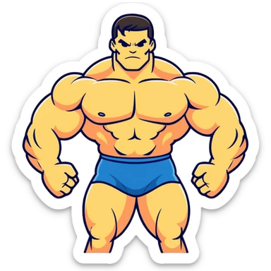 powerful strong limbs flexing, bodybuilder pose sticker