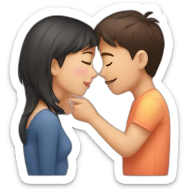 a boy kissing his girlfriend sticker