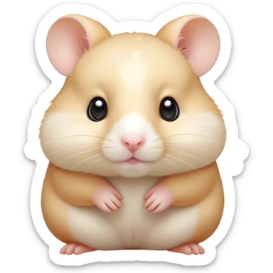 Cinematic Noble Cream Hamster Portrait Emoji, Poised and regal, with a tiny, compact build and a smooth, pristine cream fur, deep-set soulful dark eyes, Simplified yet sharp and sophisticated features, highly detailed, glowing with a soft, dignified glow, high shine, intelligent and energetic, stylized with an air of miniature elegance, focused and attentive, soft glowing outline, capturing the essence of a watchful and confident rodent, so majestic it feels as though it could scurry out of the screen with effortless authority! sticker
