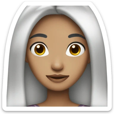 white, black straight hair princess sticker