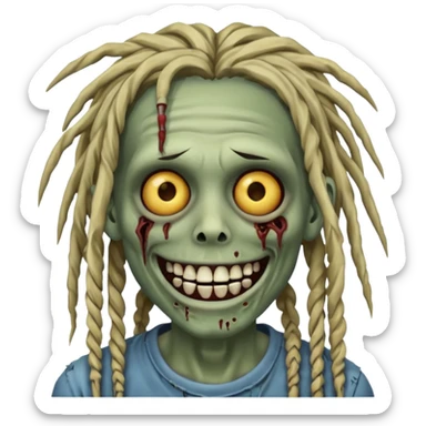 zombie with dreads with braces smiling  sticker