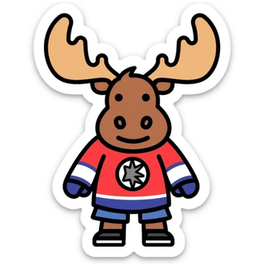 moose with a hockey jersey sticker