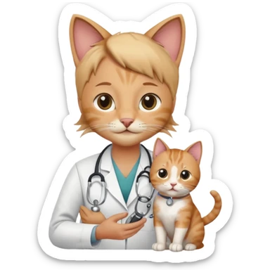 veterinarian examining a cat sticker