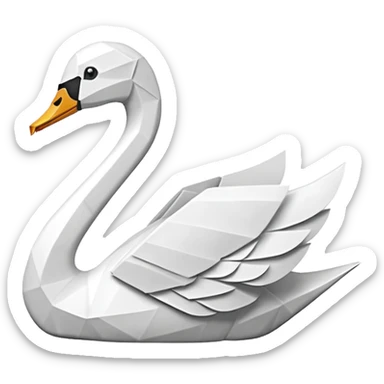 Origami swan only white. sticker