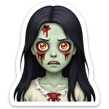 A zombie girl with long black hair sticker