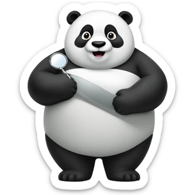A fat panda holding a mirror sticker