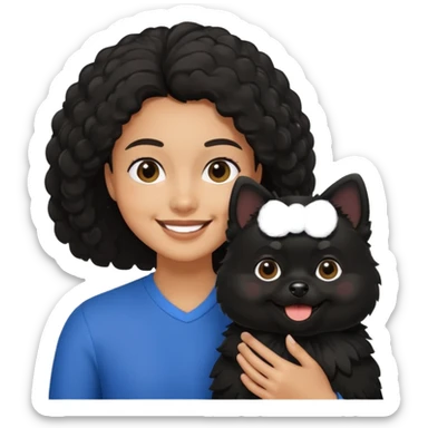 Black Pomeranian with mixed race owner  sticker