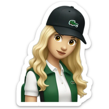 Lacoste bag girl with black lacoste hat sticker
