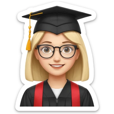 Graduated Students,Nerdy female, wearing glasses and graduation cap, serious but proud smile
 sticker