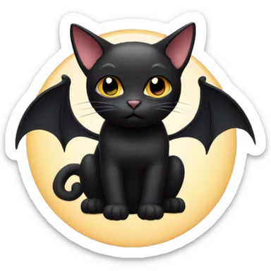 Cute black cat wit bat-wings as ears sticker