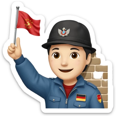 Una bandiera con una persona che abbatte il Murè che c’era a Berlino US e URSS sticker