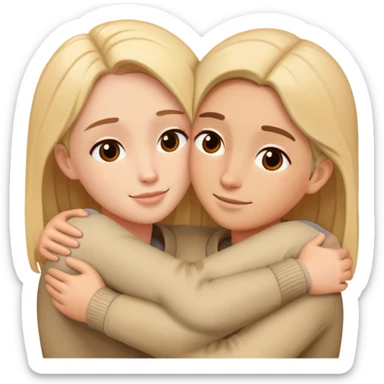 Two people embracing in a warm hug sticker