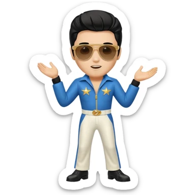 A boy with an Elvis Presley mask with sunglasses dressed as Elvis Presley sticker