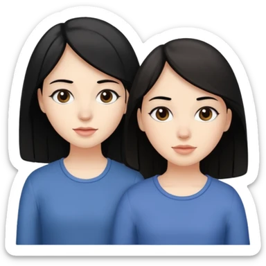 Two sisters one brunette one white with black hair one a little taller than the other.  sticker