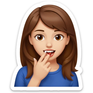 Une fille brune et blanche qui se mord l'ongle avec ses dents comme si elle draguait qqn sticker