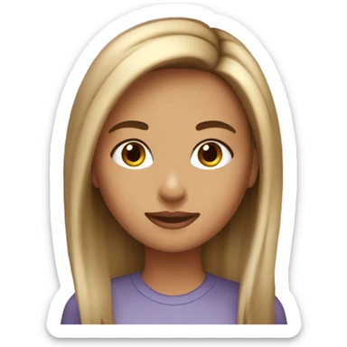 A cool girl with long brown and and blonde highlights  sticker