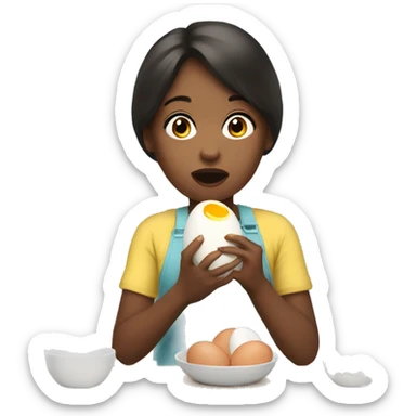 a girl eating boiled eggs sticker