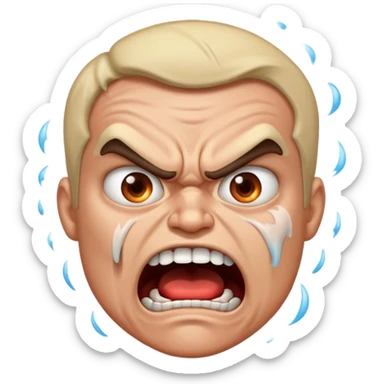 very angry and mad enraged fuming foaming at the mouth emoji really mad and sweating lots of detail sticker