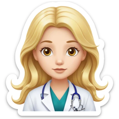 mermaid long haired female doctor with blonde Hair and hazel eyes sticker