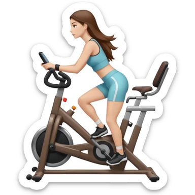 woman with long hair on a stationary bike sticker
