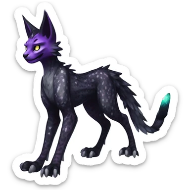Epic Edgy Black White Purple eldritch Sergal-shiny sparkle starry Serval-Fionbri full body sticker