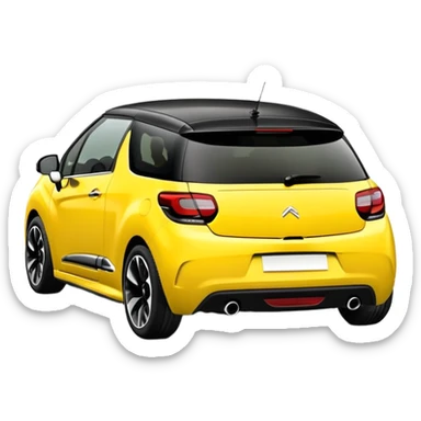 Yellow car Citroen DS3 with black roof sticker