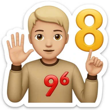 replace the ice cream with the numbers 6 and 7 holding his hands doing this emoji 🫴 and the left is the same emoji but flipped sideways then make the emojis 6️⃣7️⃣ go in each so six gos in the left hand and seven goes in the right hand now make the last picture have a 7 in the right hand sticker