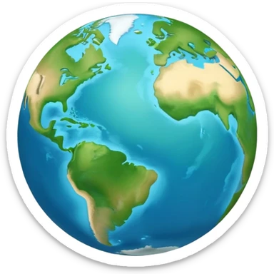 Earth globe with green continents clearly shaped to form the number 812 against blue oceans, iOS emoji style sticker