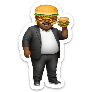 Fat man w a burger sticker