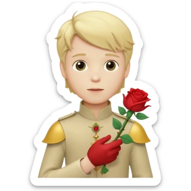 The Little Prince with a rose in his hand sticker