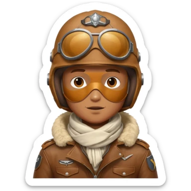 renard aviateur, casque en cuir vintage marron , écharpe blanche, blouson aviateur, sticker