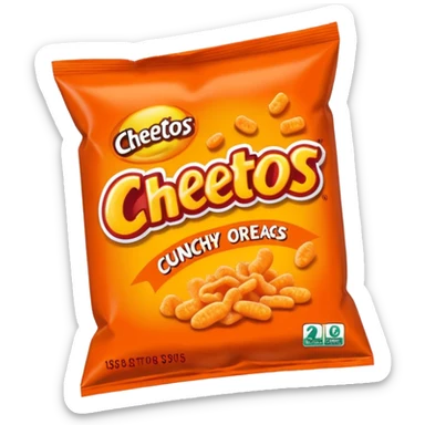 Draw a pack of Cheatos with bright orange-red packaging & crunchy snacks spilling out. sticker