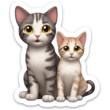 cat with kittens at a birthday party sticker