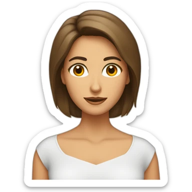 mujer pelo castaño hasta los hombros con anteojos cuadrados y ojos castaños sticker