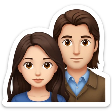 beautiful girl with long dark brown hair and her boyfriend a man with brown hair sticker